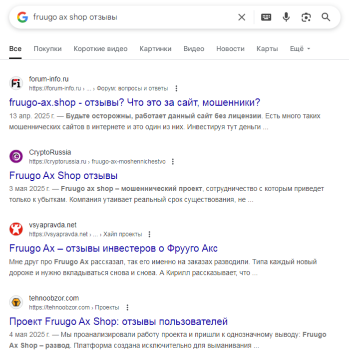 fruugo ax shop отзывы