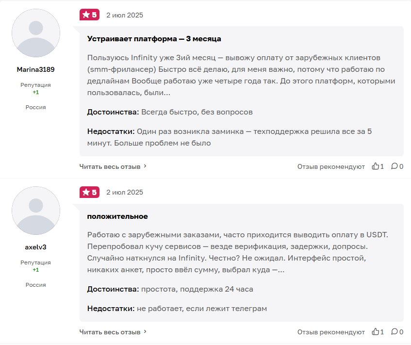 infinity exchange отзывы