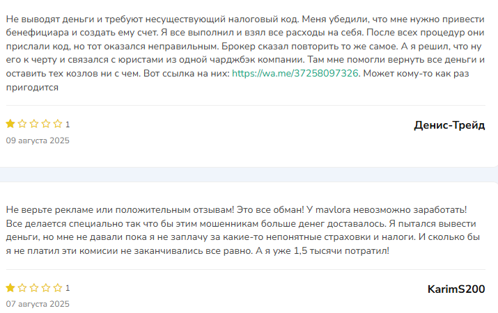 отзывы по сайту https mv lora link