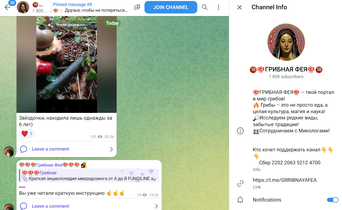 грибная фея телеграм канал