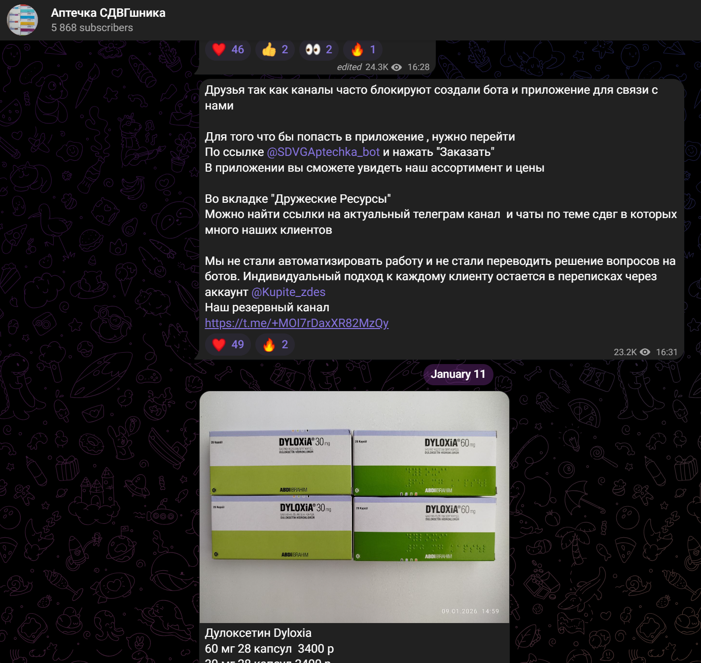 Аптечка СДВГшника Телеграмм Аптечка СДВГшника Телеграмм