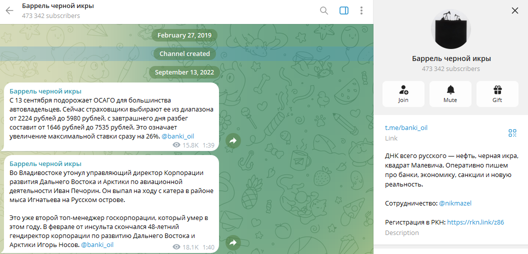 баррель черной икры телеграмм канал кто владелец