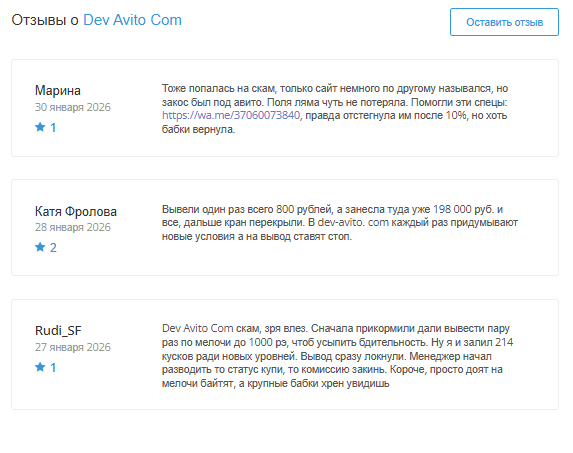 отзывы о dev avito com
