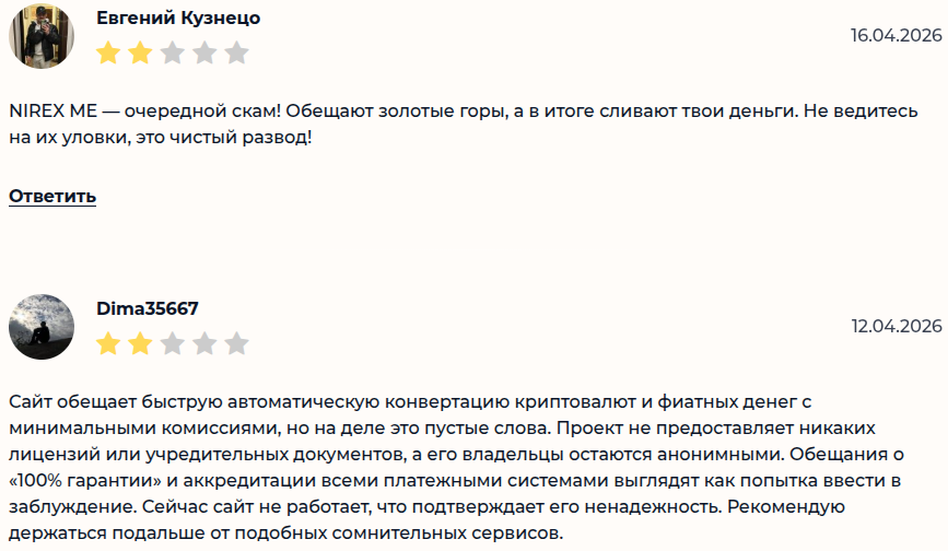 nirex me отзывы