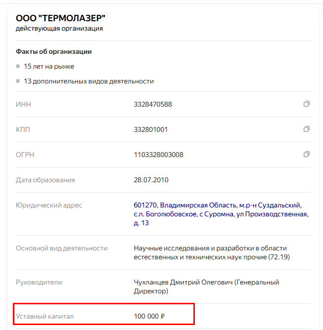 ооо термолазер инвестиции ооо термолазер инвестиции