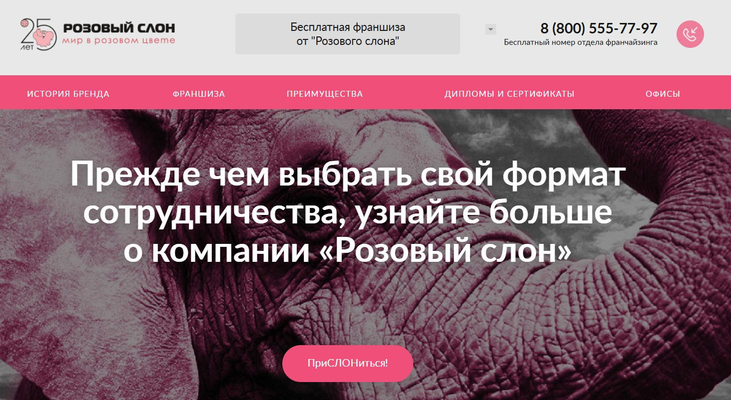 розовый слон франшиза
