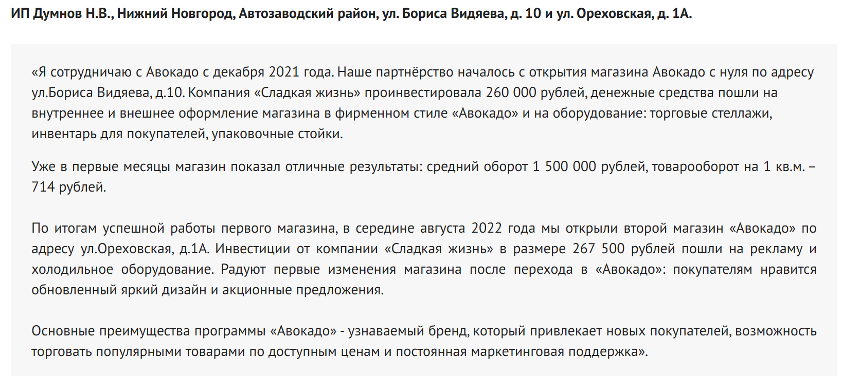 франшиза магазина Авокадо